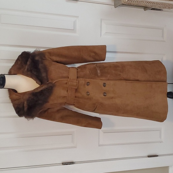 Foxy Brown vintage ultra suede padded lining faux fur collar coat - Picture 1 of 13